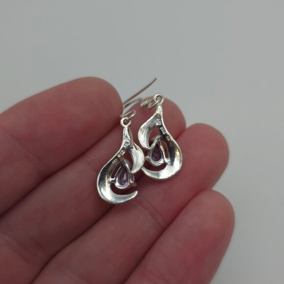 Sterling Silver Cubic Zirconia And Marcasite Gem Earrings A473 - Picture 3 of 6